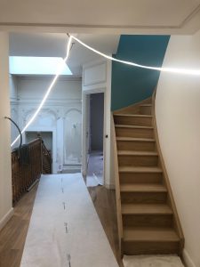 Un des escaliers du chantier de rénovation de l'hôtel particulier